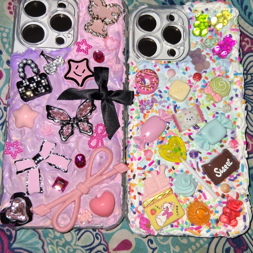 2 Decorative Phone Cases with Charms IPHONE 16 PRO MAX ANTI BREAKAGE CASES - Picture 2 of 2